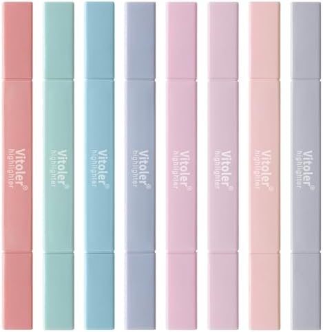 Vitoler Highlighters, 8pcs Chisel & Fine Tips Aesthetic Highlighters