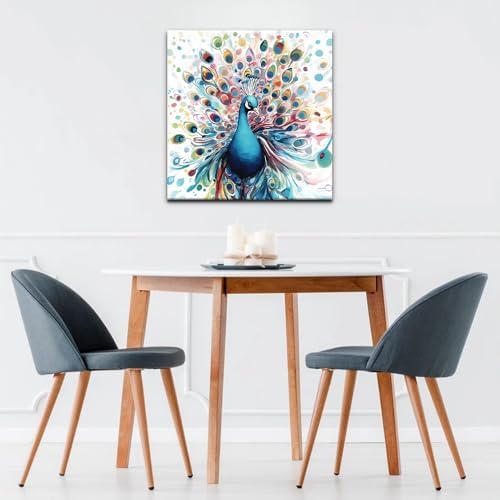 Natuyalo Paint by Numbers Kit for Adults Beginners, 12" Wx12 L Animal Painting by Numbers Kit on Canvas Acrylic Drawing Kits Ready to Stretch and Framed, Colourful Peacock