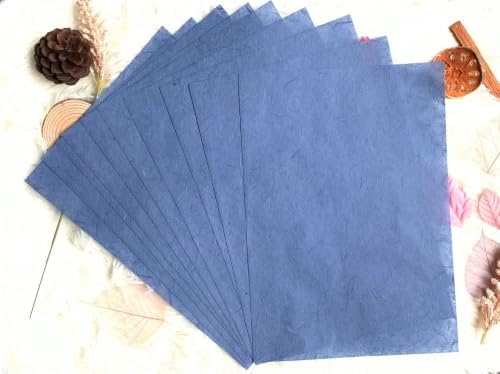 A5 50 Sheets Natural Fiber Mulberry Tree, Mulberry paper Sheets Square Origami, Arts Folding Craft, Decoration, Paper for DIY Crafts. 8.3" x 5.8" (.Blue Tone, A5)