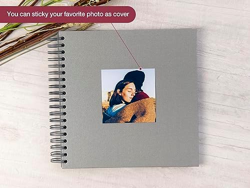potricher 10 x 10 Inch DIY Scrapbook Photo Album 80 Pages, Gray | Thick Kraft Paper Scrap Book Photo Albums, Memory Book for Wedding, Anniversary, Baby, Family, Travel, DIY Projects