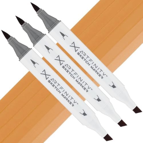Artfinity Sketch Markers - Set of 3 - Cappuccino YR6-5, Vibrant, Professional, Dye-Based Alcohol Markers for Artists, Drawing, Travel, & More