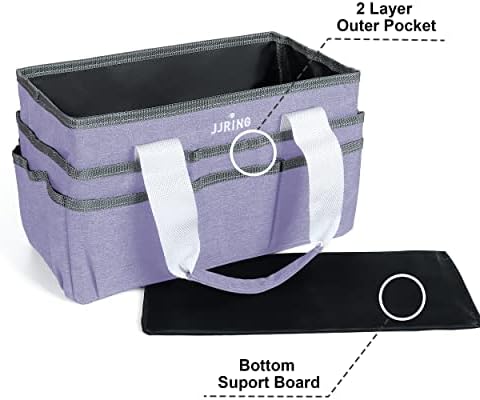 JJRING Craft Organizer Tote Bag Art Storage Caddy Lilac | With Multiple Pockets For Sewing, Scrapbooking, School, Medical, And Office Supplies