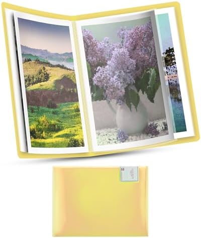 SXhyf A3 Diamond Painting Storage Book for 60 Diamond Painting Pics, 30 Pages Diamond Art Storage Book, Diamond Painting Presentation Portfolio Folder for Artwork (Yellow, A3-16.5 x 12.1 in)
