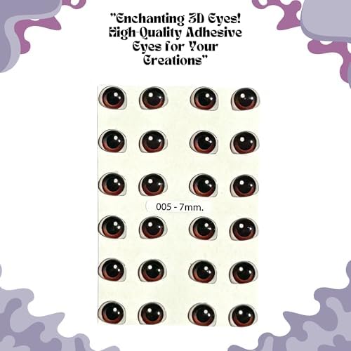 Googly Eyes Self Adhesive - Brown 3D Resin 24 Pcs 7mm Amigurumi Doll Eyes