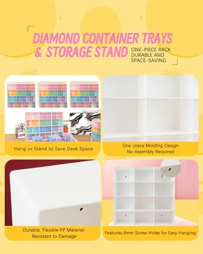 forever young 60PCS Diamond Painting Storage Containers Trays ＆ Stand