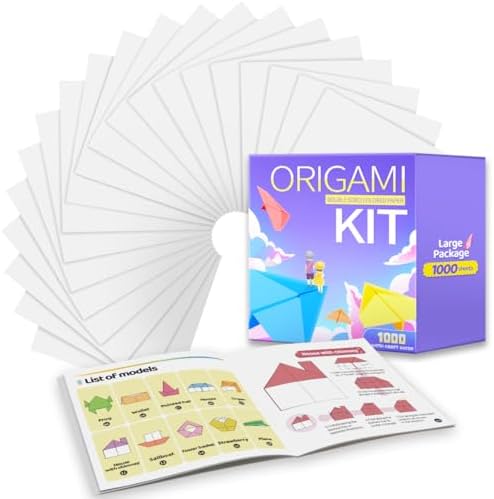 Praisebank White Origami Paper, 1000pcs 6x6 inch, Double Sided Color, Origami Kit with Guide instruction for Crafts