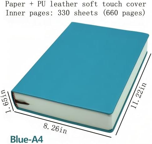 jooact Thick Sketchbook 660 Pages Notebook Soft Faux Leather Cover Journal 80GSM Paper Notepad Drawing Book Memo Writing Sketch Pad Diary Notebook