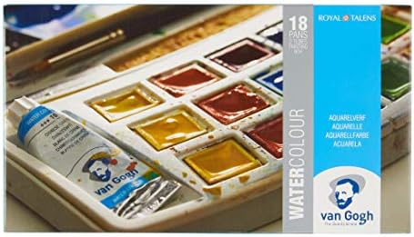 Van Gogh Watercolor Paint Set, 18 Half-Pan and 2 0.33 fl oz Tubes Set