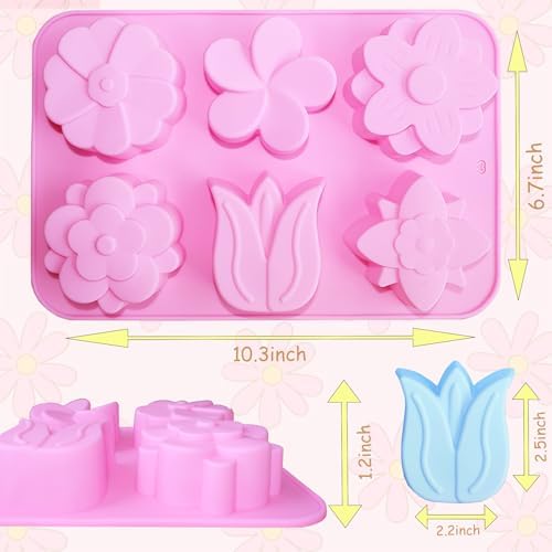 3PCS Flower Soap Molds,Silicone Soap Molds,Silicone Molds for Soap | PSKJATIN Flower Soap Molds Silicone Molds for Soap Bath Bombs Shower Steamer Lotion Bars Handmade Cake Chocolate