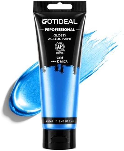 GOTIDEAL Metallic Blue Acrylic Paint, 8.45oz/250ml, Art Craft Paints
