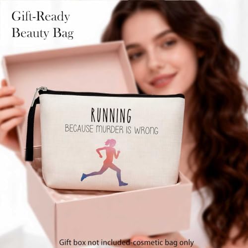 Running Lover Gifts Running Gifts for Women Her Girl Runner Makeup Bag Cosmetic Pouch Cross Country Funny Unique Humor Novelty Sarcasm Travel Makeup Bag for Runners Teens Zipper Toiletry Bag Organizer