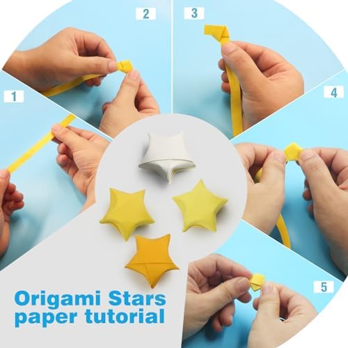 FoDau770 Solid Color Star Paper Strips - 1080 Sheet, Yellow Series