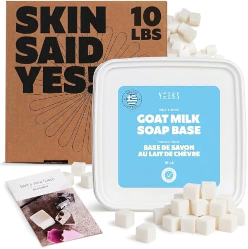 Skin Said Yes 10Lb Goats Milk Soap Base - SLS/SLES free, No Palm Oil, Organic Soap Base, Bulk Goat Milk Melt and Pour Soap Base, Natural Soap Base for Soap Making Organic, Soap Making Supplies