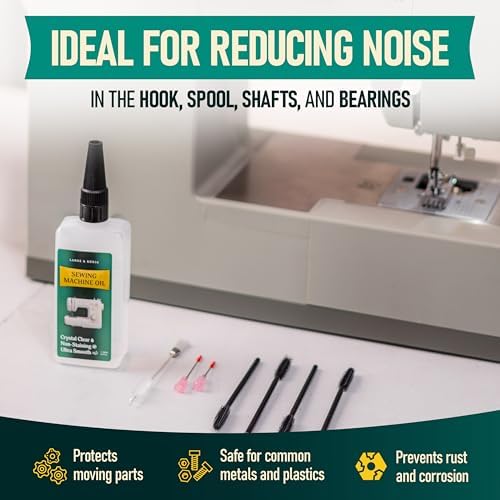 Lange & König 3.4 Oz Sewing Machine Oil Set Including 1" & 1.5" Precision Oil Applicators & 5X Specialized Deep Cleaning Brushes - Sewing Supplies, Sewing Products (Crystal Clear)