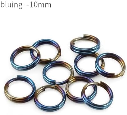 10Pcs Titanium Alloy Split Key Rings, Mini Keyrings Keychain, Bluing 10mm