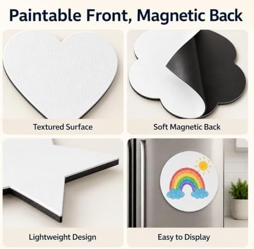 12 Pack Paintable Magnetic Canvas Boards, 3 Inch DIY Fridge Magnets