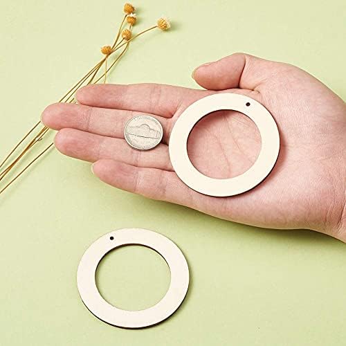 Elecrelive 30Pcs 2.3 Inch Wooden Craft Rings Unfinished Wooden Circles