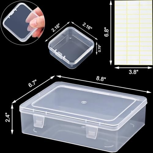 Bead Organizer Box, 30pcs Small Clear Plastic Storage Containers, Craft Storage Box Features Hinged Lid and Labels, Mini Boxes for Bracelets, Jewelry, Diamonds, Clay Beads, Screws, Seeds, Small Parts