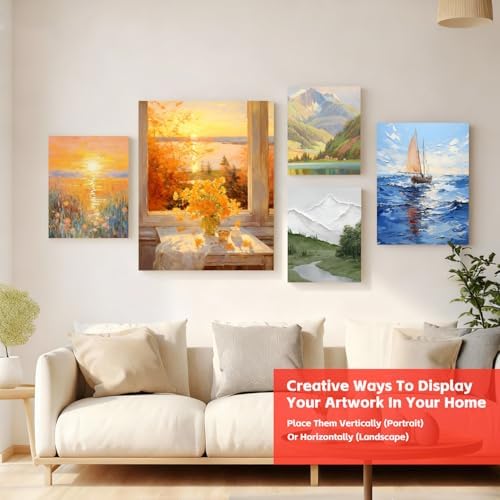 Canvas for Painting - 7 Pack 9x12 Painting Canvas Boards,Free Wall-Mounted Traceless Stickers,Durable Oil Painting Canvas,Suitable for painting supplies, acrylic, oil, watercolor, and tempera.