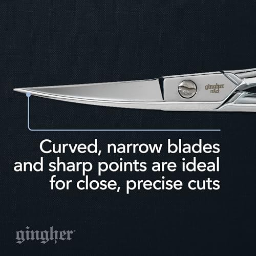 Gingher 4" Curved Embroidery Scissors, Premium Forged Steel Shears, Sharp Knife Edge Sewing Scissors for Precise Cuts with Protective Sheath, Ambidextrous Design, Chrome Plated Nickel Finish