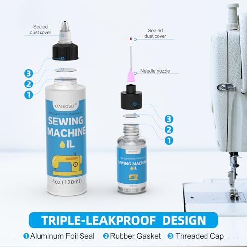 4oz&1oz Sewing Machine Oil and Cleaning Kit with Applicator & Brush
