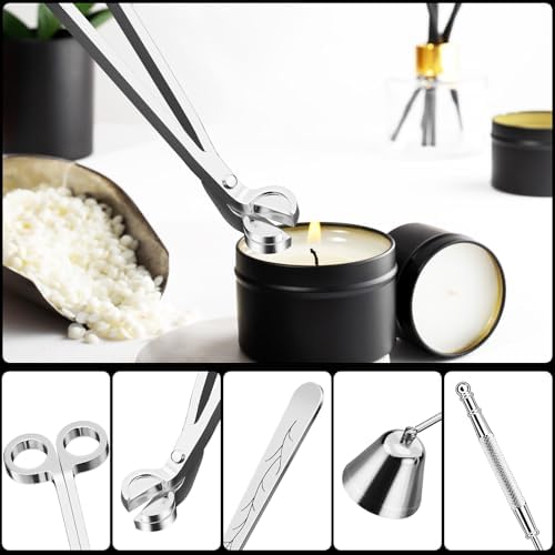 calary Candle Wick Trimmer, Candle Snuffer and Wick Dipper & Candle Accessory Set, 3 in 1 Candle Care Kit for Candle Lover (Silvery)