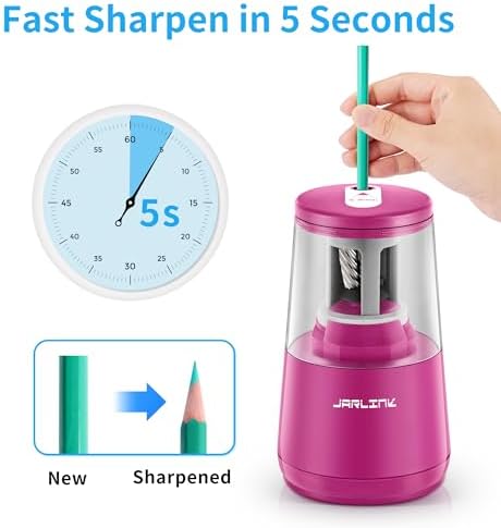 JARLINK Electric Pencil Sharpener, Heavy Duty Helical Blade, Auto Stop