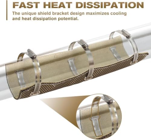 Titanium Exhaust Pipe Heat Shield,Exhaust Heat wrap , 2 Layer Motorcycle Exhaust ,Muffler Heat Shield Exhaust Wrap Pipe Heat Insulation Protection with Clamps（4" x 8"）