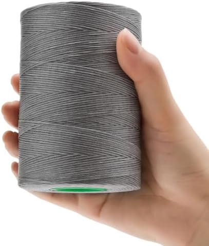 Flat Waxed Thread 0.8mm 710Yds for Leather Craft DIY Hand Sewing Projects Shoes Repair（Gray）