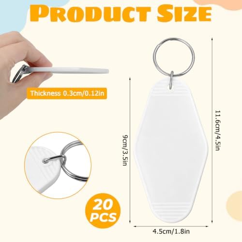 BLMHTWO 20PCS Blank Hotel Keychain Vintage Motel Keychain for DIY Keychains