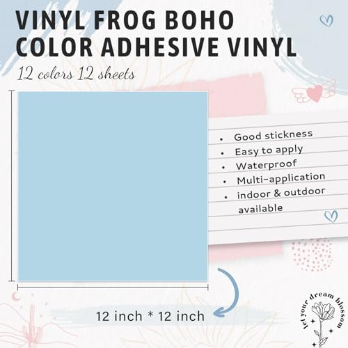 VINYL FROG Pastel Adhesive Vinyl Bundle - 12 Sheets 12"x12" Matte Boho Craft Vinyl 12 Assorted Colors Vinyl Packs for Most Kinds of Cutting Machines, Car Decal, Decor Sticker (Pack of 2)