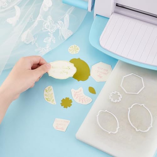 INFUNLY Label Die Cut Leaf Clear Stamps and Dies Sets for Card Making Word Silicone Stamps Cut Stencils for DIY Scrapbooking Photo Album Decorative Paper Crafting Embossing Template