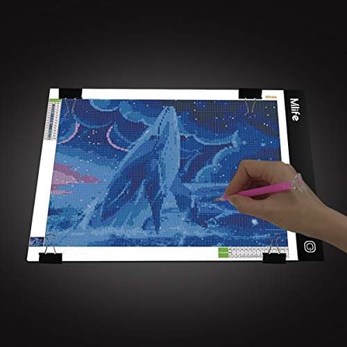 B4 LED Light Pad - Upgraded Diamond Art Light Box Dimmable Tracing Light Board, Sketching, Animation, Drawing Light Box with 4 Fasten Clips