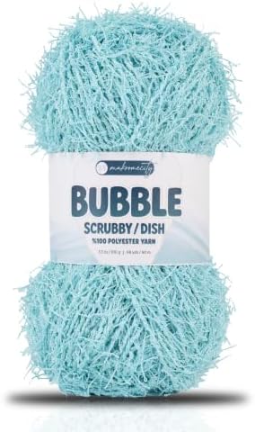 Makromecity Bubble Scrubby Yarn - 100% Premium Polyester Yarn for Crocheting and Knitting - 3.5 Oz (100g), 98 Yds (90m) - Ideal for Dishcloths, Crafting & Bath Washcloths (Mint, 1 Skein)