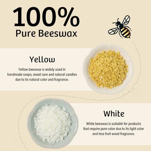 Beeswax Pellets for Candle Making – 2lb/5lb/10lb – Natural Beeswax for Candles, Lip Balms, and Skincare – White Beeswax for DIY Projects – Ideal for Beginners and Experts（2lb）