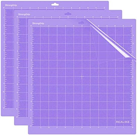 REALIKE 12X12 StrongGrip Cutting Mats for Silhouette Cameo 5/4/3/2/1(3 Mats) Gridded Adhesive Non-Slip Cut Mat for Crafts, Quilting, Sewing, Scrapbooking and All Arts
