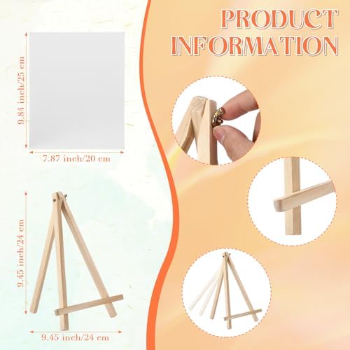 MotiMind 36 Pcs 8 x 10 Mini Canvas and 9" Easel Set Bulk for Paint Party