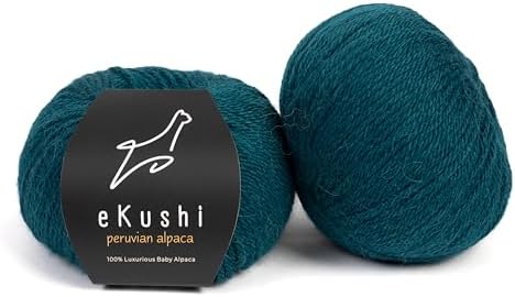 100% Baby Alpaca Yarn for Knitting & Crocheting - Set of 2 Skeins of Premium Yarn DK - Lightweight, Hypoallergenic & Thermal Peru Made - Ideal for Delicate Projects (GR125 - Deep Teal)
