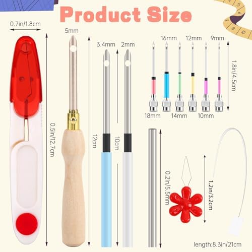 AUGSUN 13 Pcs Punch Needle Kit Embroidery Tool Set for Beginners Adults