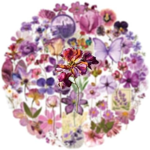 50PCS Transparent Flora Scrapbook Stickers, Flower-D | Vintage Aesthetic Flowers, Vinyl Waterproof, For Scrapbooks Travel Journal, For Water Bottles Laptop Phone