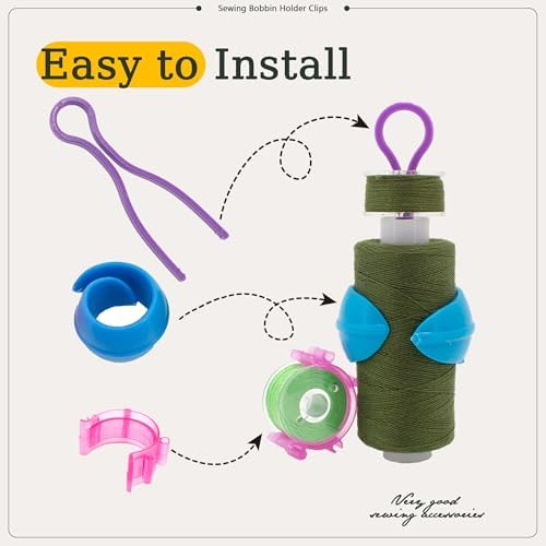 142pcs Bobbin Thread Organizing Clips Set Bobbin Thread Buddies Kit Spool Huggers Thread Holders Colorful Sewing Products Sewing Machine Quilting Supplies for Spool Organizing (Multicolor-142pcs)