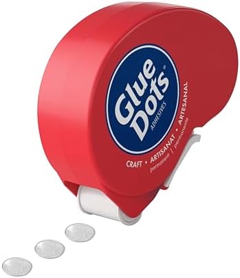 Glue Dots, Craft Dots Dot N' Go Dispenser, Double-Sided, 3/8", .38 Inch, 200 Dots, DIY Craft Glue Tape, Sticky Adhesive Glue Points, Liquid Hot Glue Alternative, Clear