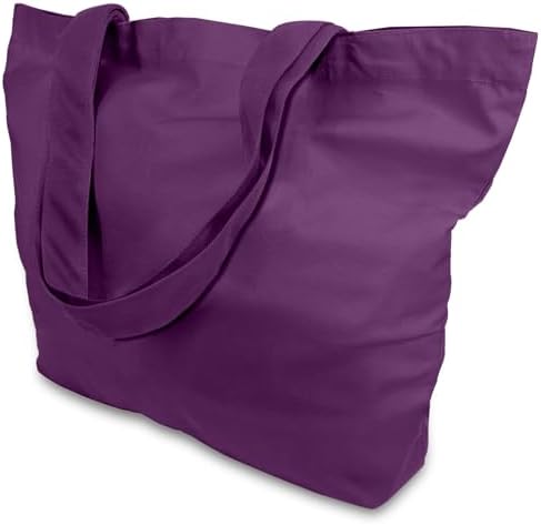 TOPDesign 1-Pack Super Strong Large 12oz Cotton Canvas Tote Bag, Reusable Grocery Shopping Cloth Bag, Fashionable Two-Tone Tote for Crafts, DIY Your Creative Designs