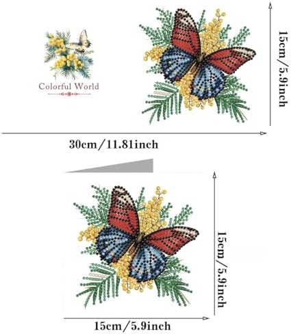 LSQFS 6Pcs Butterfly Flower Diamond Painting Greeting Cards Kits,5.9*5.9in