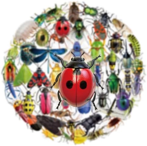 50pcs Transparent Vintage Insects Stickers for Kids,Lifelike Insect Sticker Waterproof PET Stickers for Scrapbook Journaling Photo Album Collage Card Nature Decal for Teens Adults(Insect)