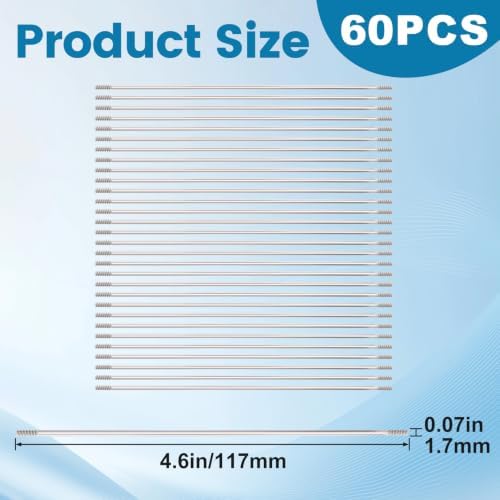 60PCS Beadable Pen Extender Rods, 117mm Beaded Metal Rods, Silver