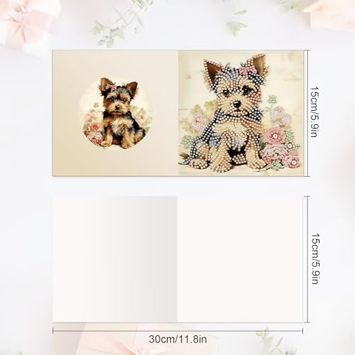 6pcs Diamond Art Painting Kit Greeting Card, Dermu 5D DIY Diamond Handmade Holiday Greeting Card with Envelope, Holiday Gift Congratulation