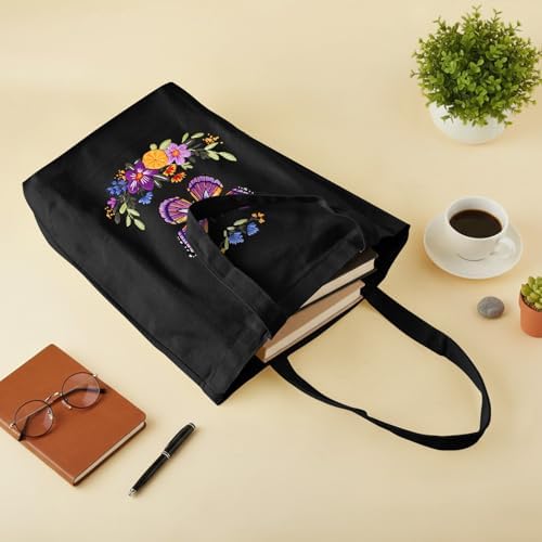 ERKOON Canvas Tote Bag Embroidery Kit for Beginners, Needlepoint Arts Crafts Cross Stitch Kits for Adults Including Stamped Embroidery Bag with Hoops, Needle, Instruction and Color Threads (Butterfly)