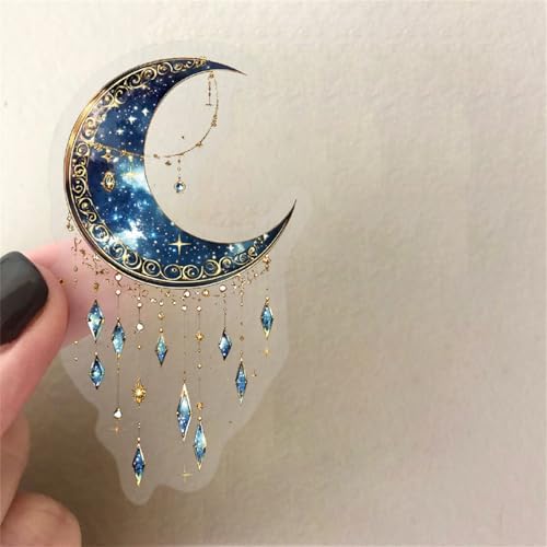 Fantasy Galaxy Stickers - 50pcs Aesthetic Transparent Waterproof Celestial Decals for Water Bottle Laptops,Scrapbook,Journals,Kindle Case Teens and Adults (Bright Color)