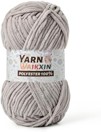 Soft Chenille Yarn for Crocheting, Fluffy Chunky Crochet Yarn for Baby Blanket, (1.76oz/65.6yds) Fuzzy Velvet Yarn for Amigurumi&DIY Puzzle、Crafts、Scarf(Light Gray)